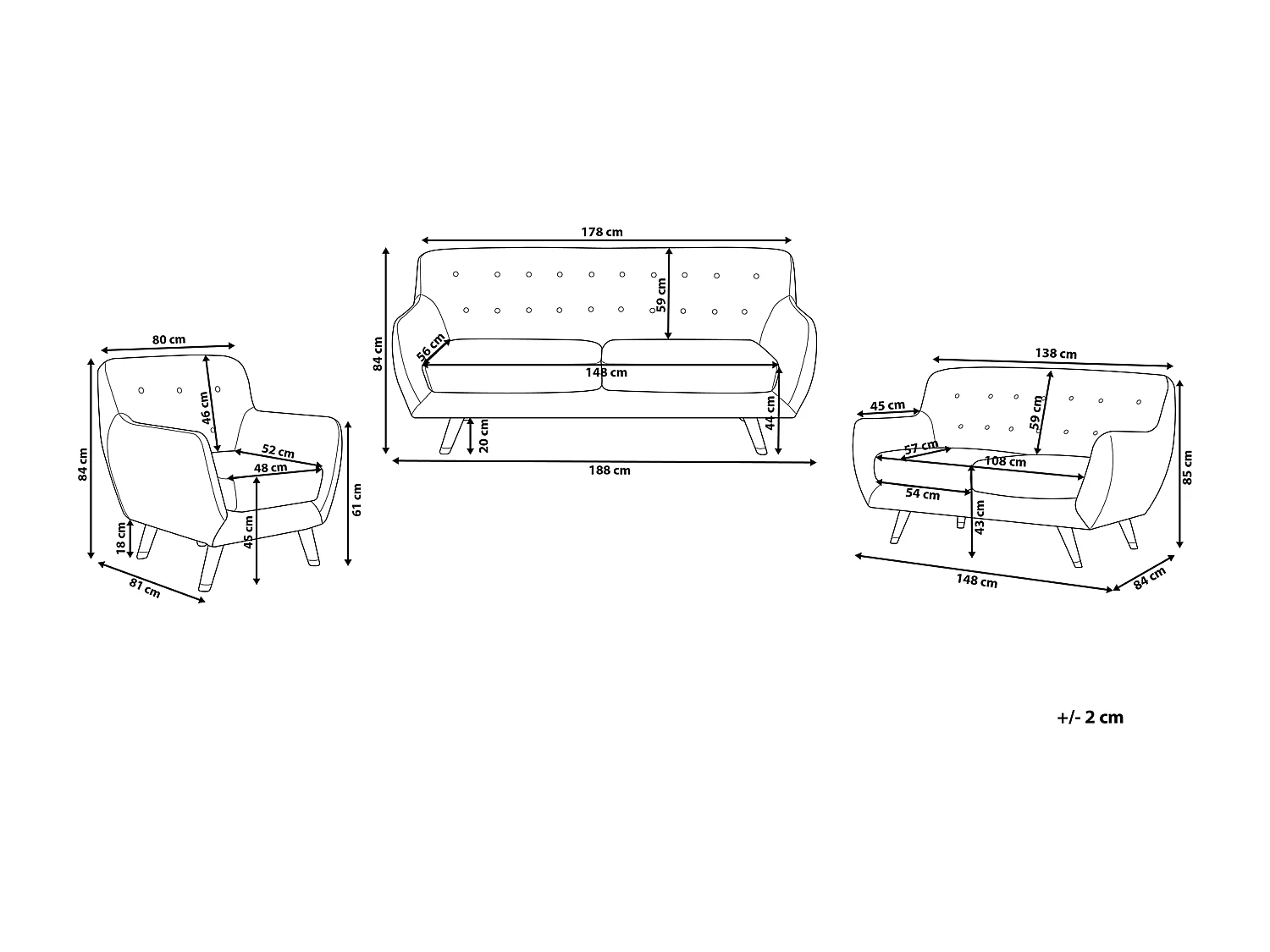 Bankenset fluweel smaragdgroen BODO