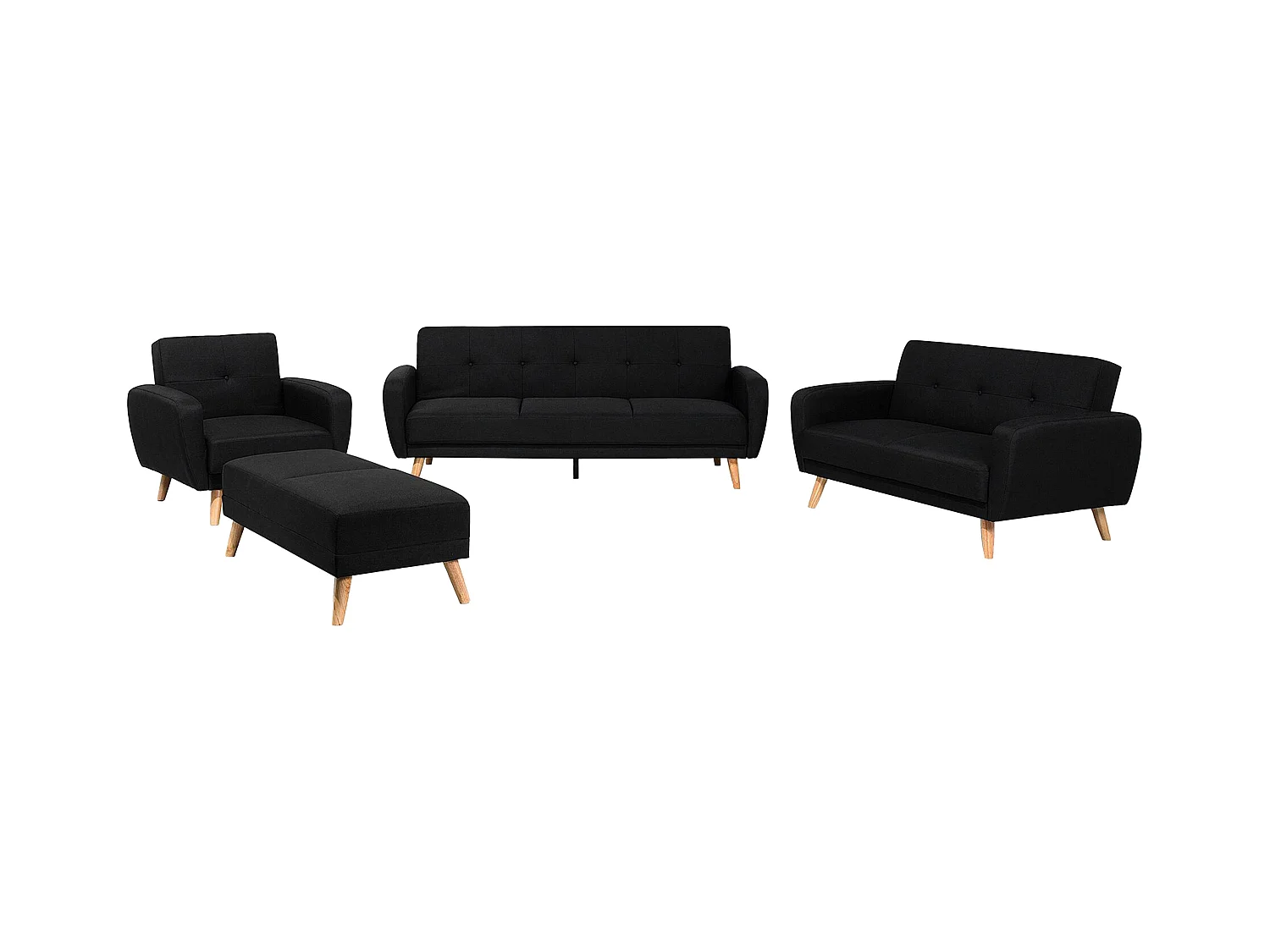 Ensemble de salon FLORLI Tissu Noir
