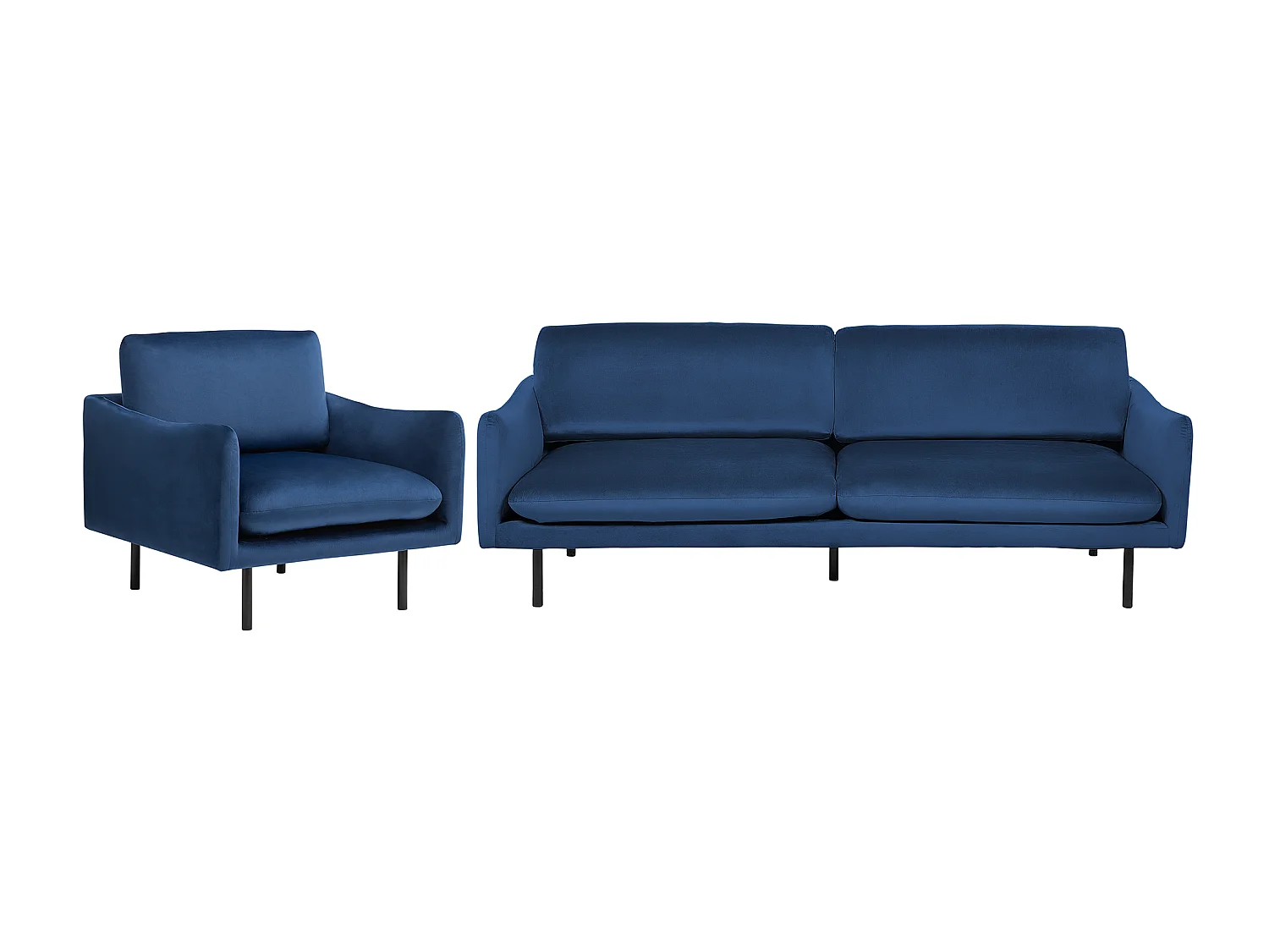 Ensemble canapé et fauteuil en velours bleu foncé 4 places VINTERBRO