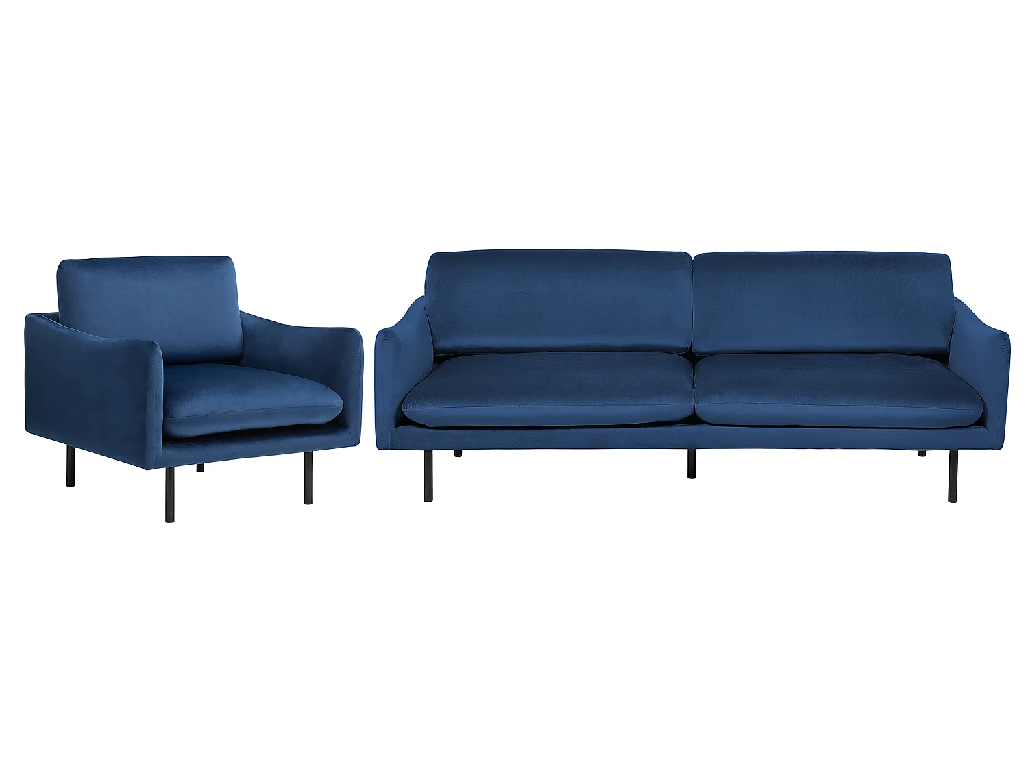 Ensemble canapé et fauteuil en velours bleu foncé 4 places VINTERBRO