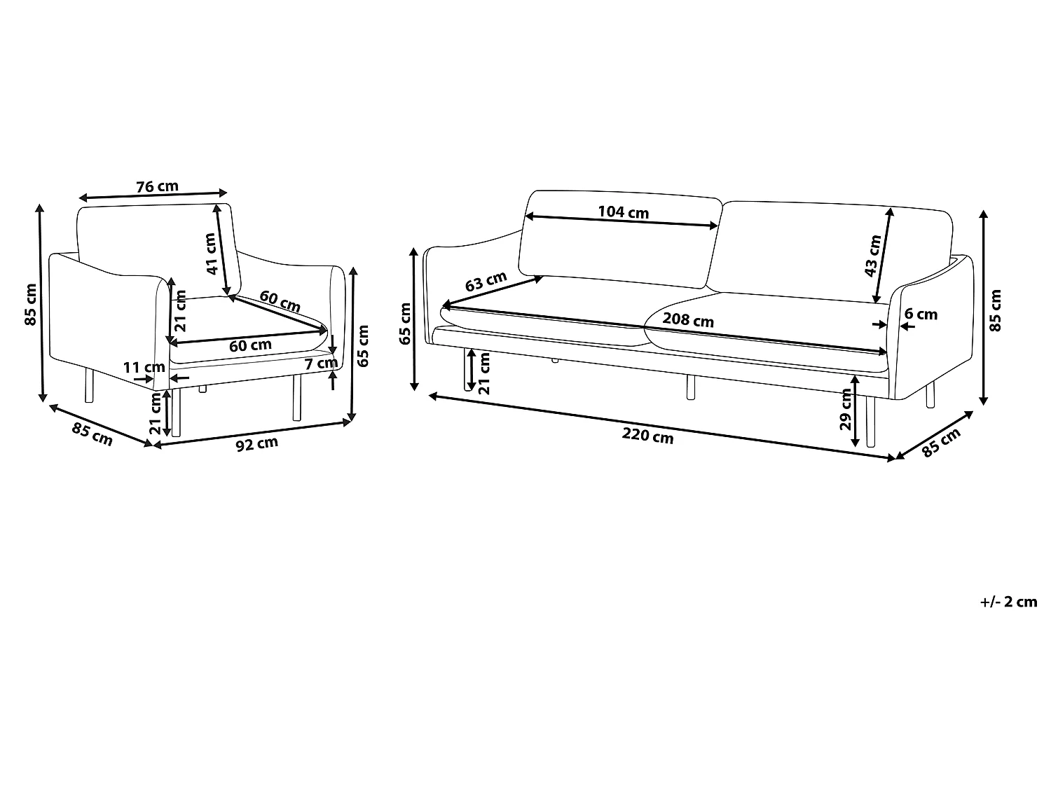 Ensemble canapé et fauteuil en velours bleu foncé 4 places VINTERBRO