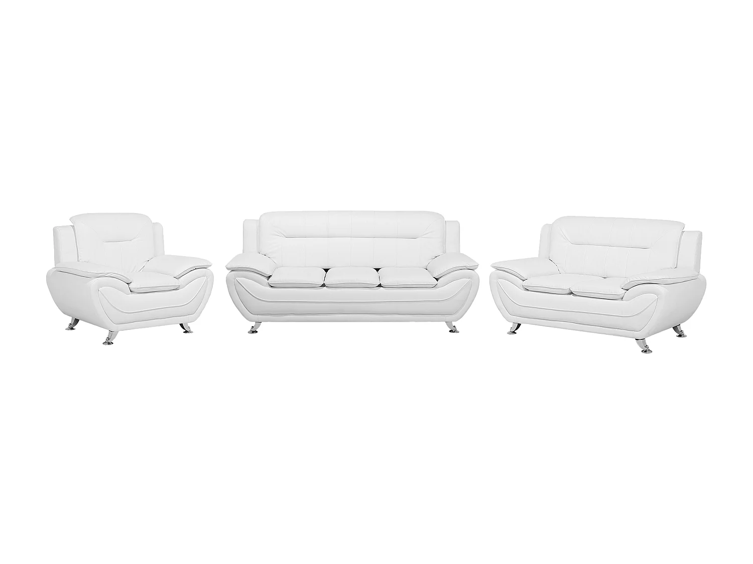 Sofa Set LEIRA Kunstleder Weiss 6-Sitzer