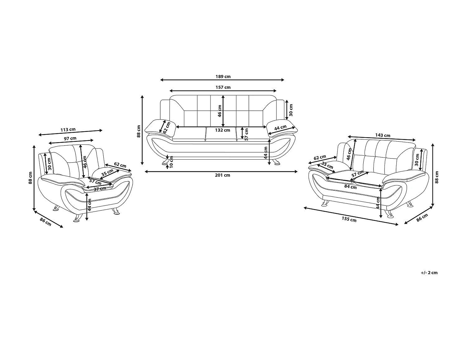 Sofa Set LEIRA Kunstleder Weiss 6-Sitzer