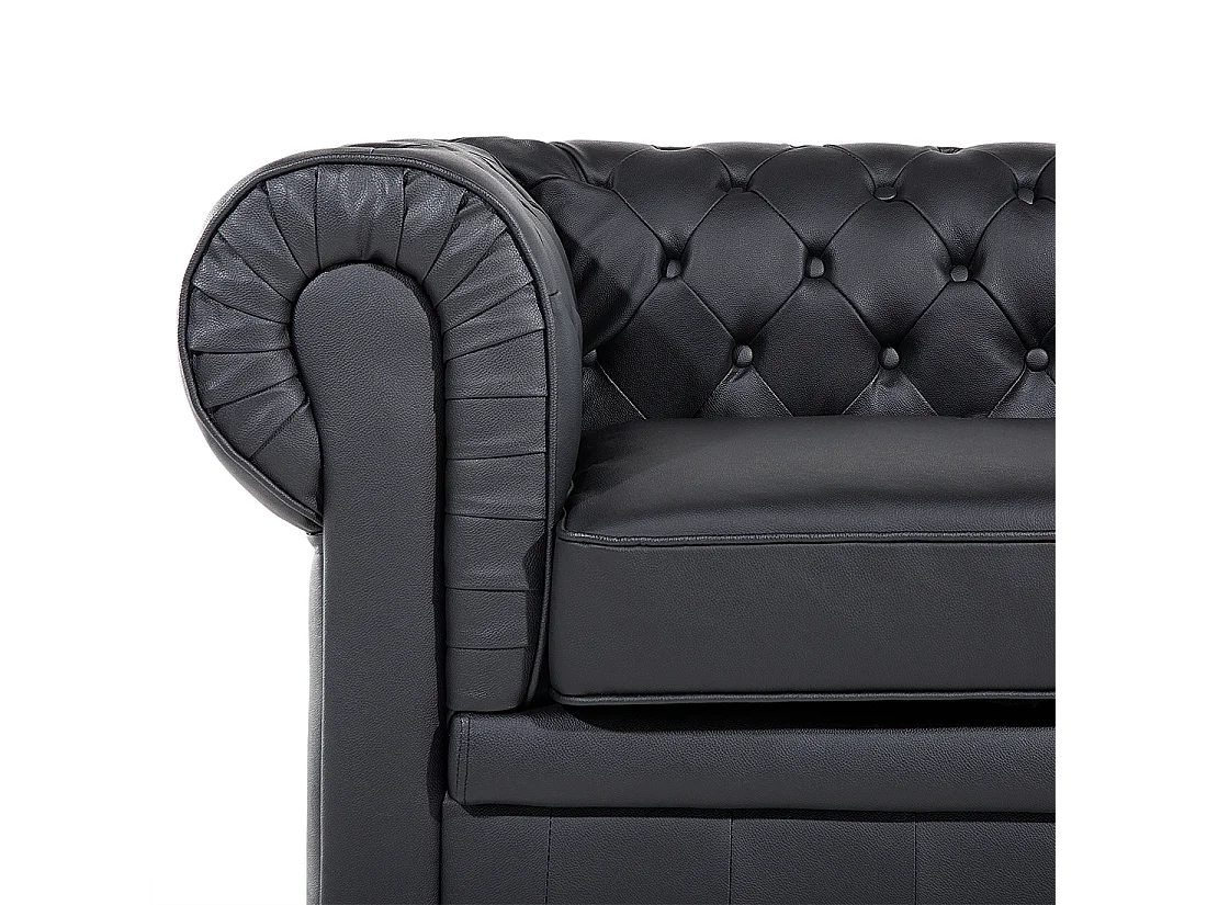 Bankenset CHESTERFIELD Leer Zwart 4-zitter