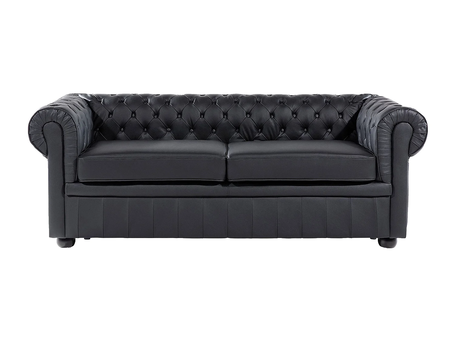 Ensemble de salon CHESTERFIELD Cuir Noir 4 places