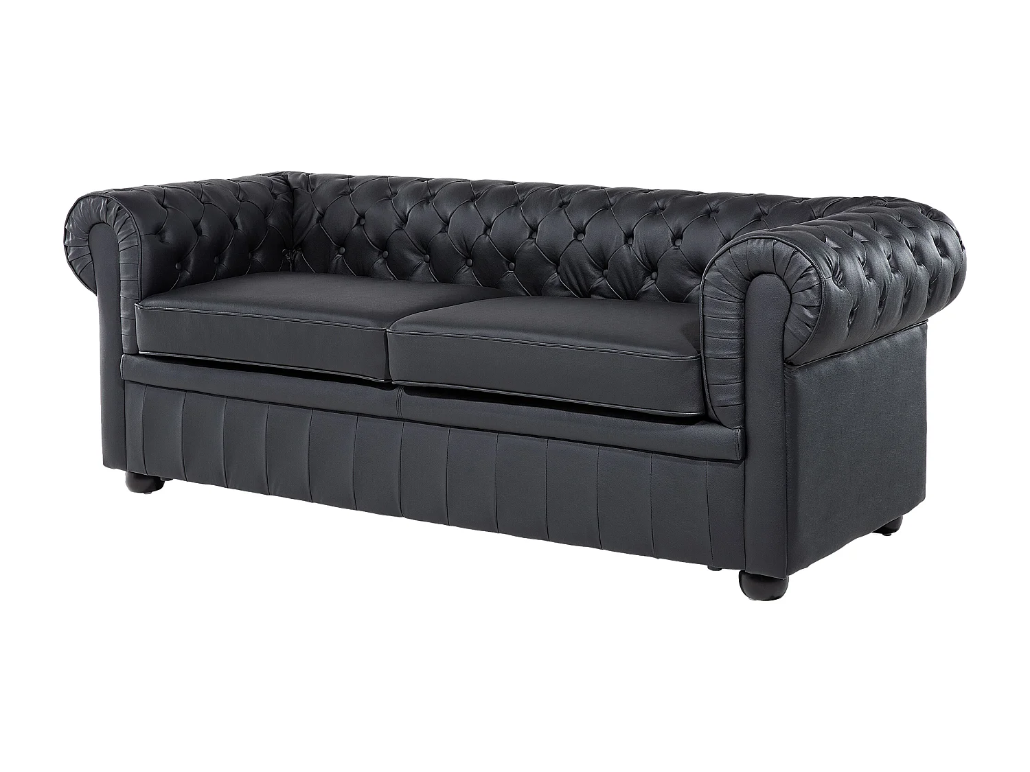 Ensemble de salon CHESTERFIELD Cuir Noir 4 places