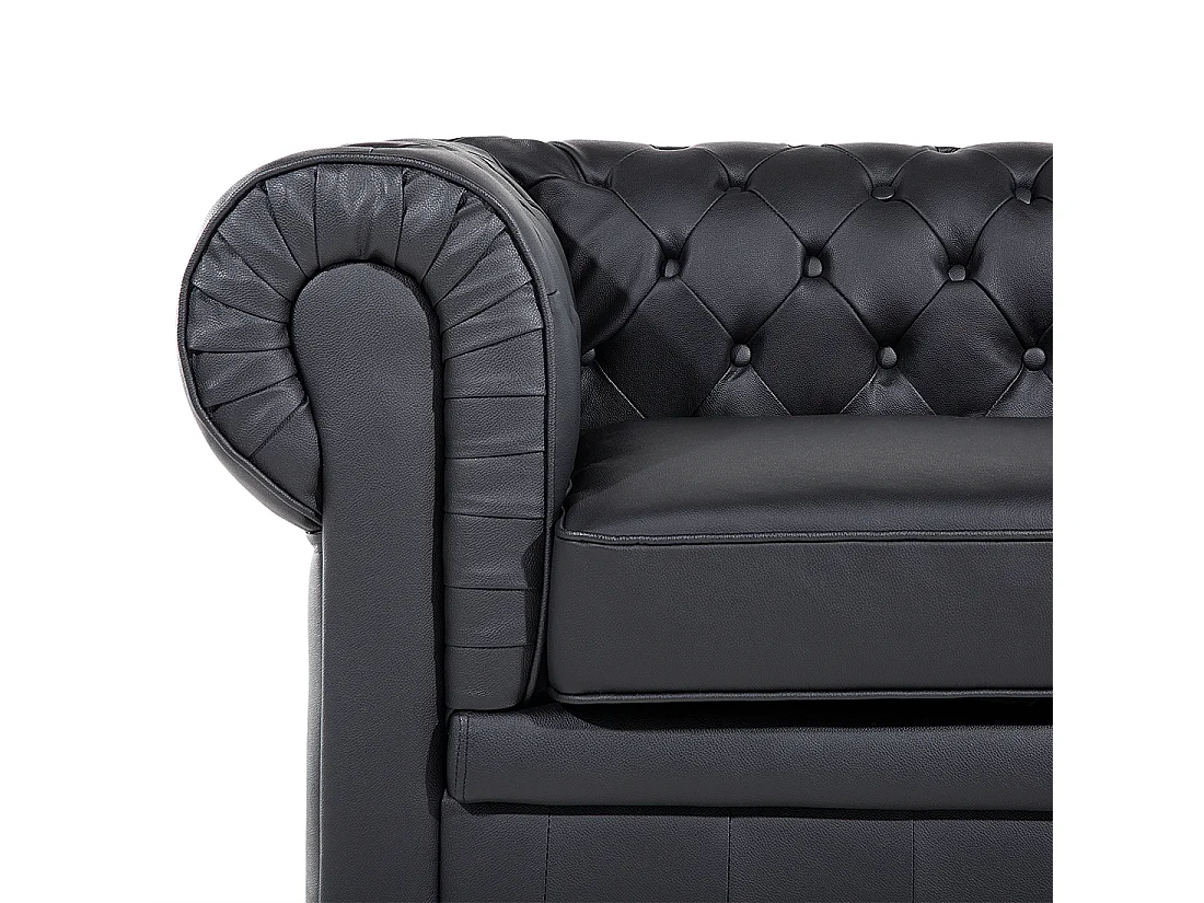 Ensemble de salon CHESTERFIELD Cuir Noir 4 places