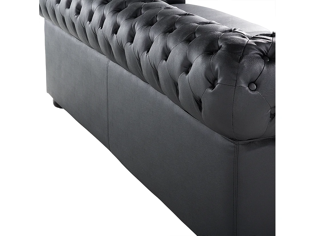 Ensemble de salon CHESTERFIELD Cuir Noir 4 places