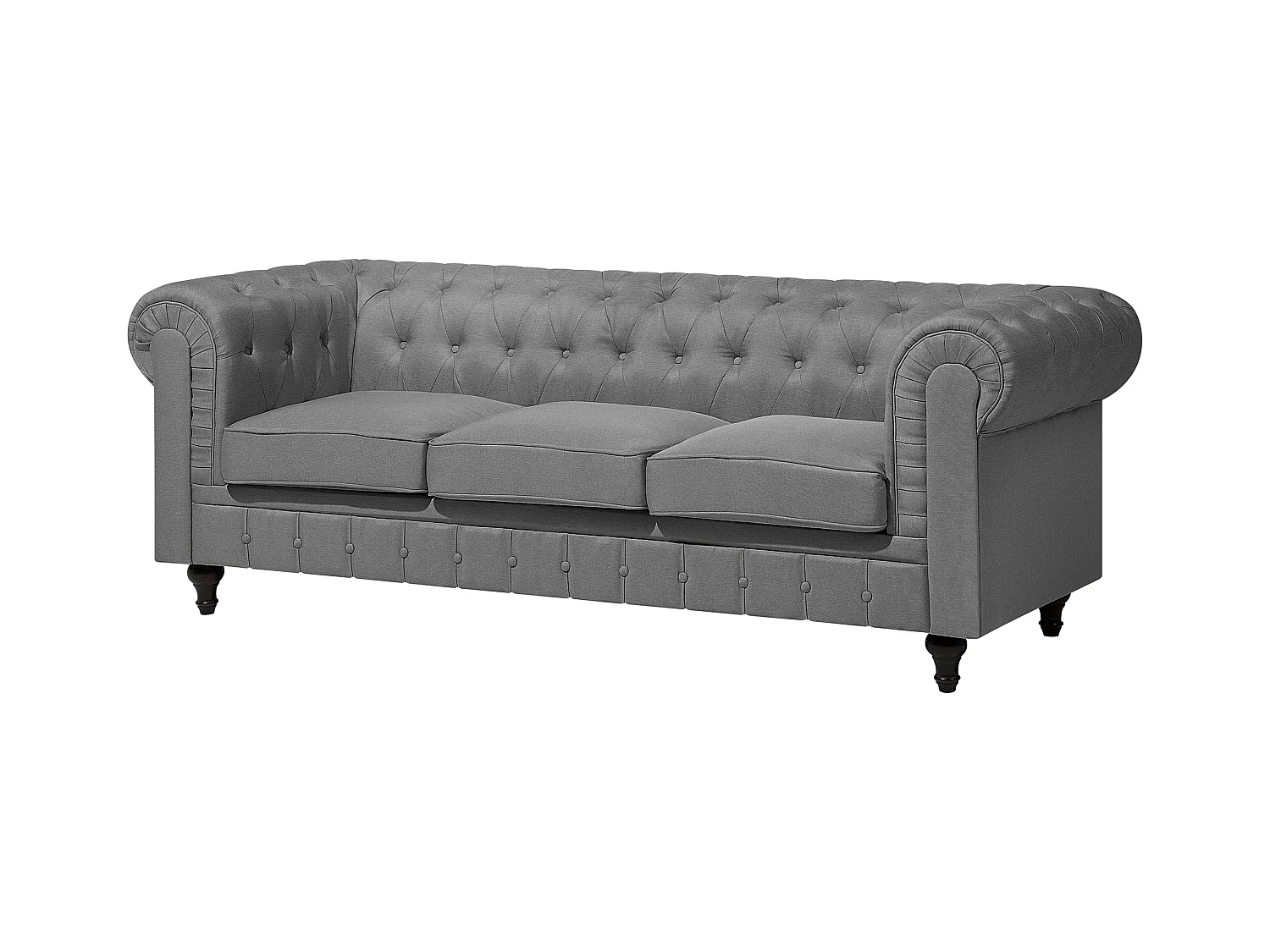 Ensemble de salon 4 places CHESTERFIELD Tissu Gris clair