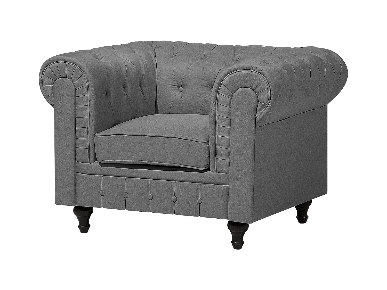 Ensemble de salon 4 places CHESTERFIELD Tissu Gris clair