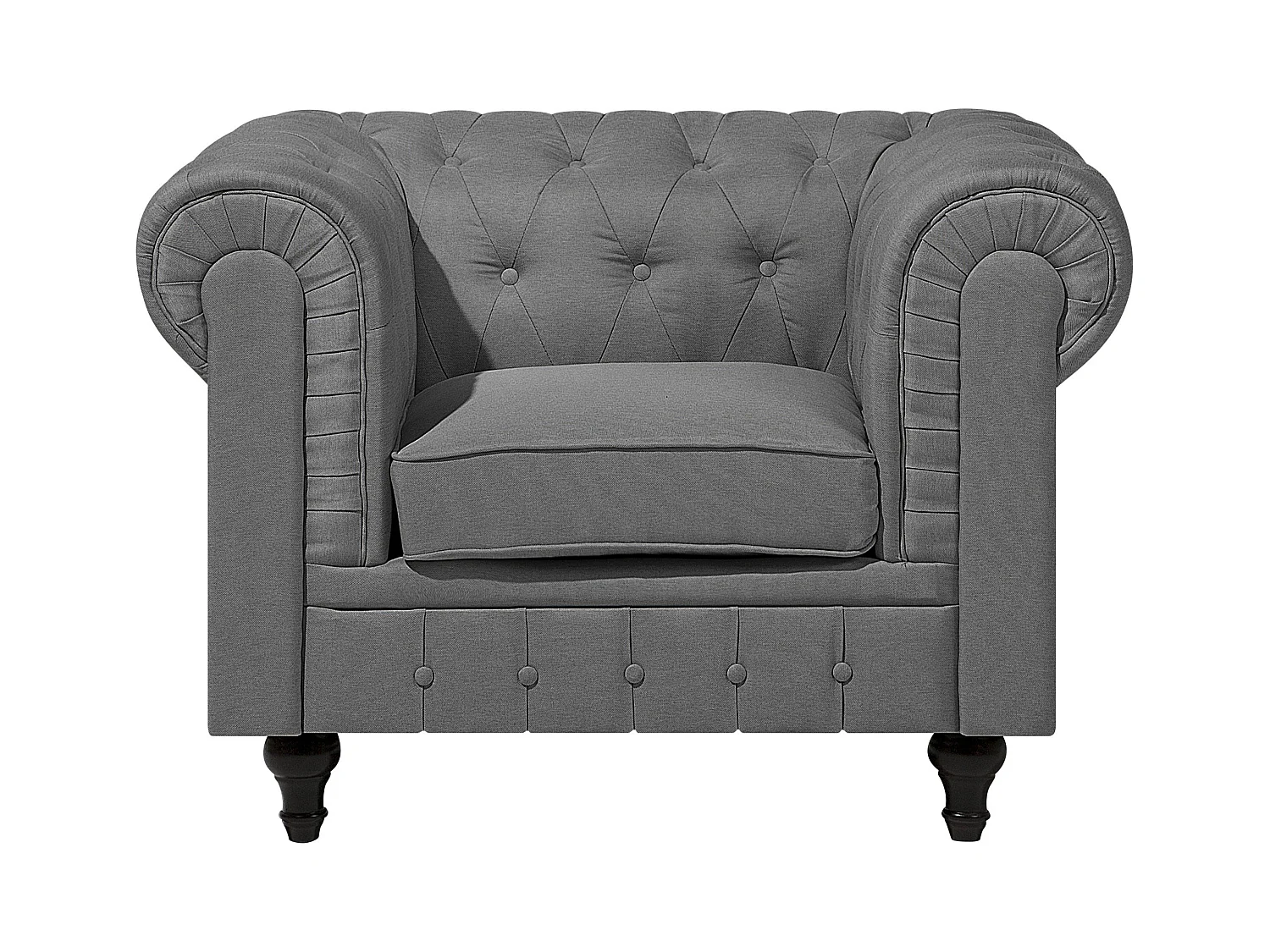 Ensemble de salon 4 places CHESTERFIELD Tissu Gris clair