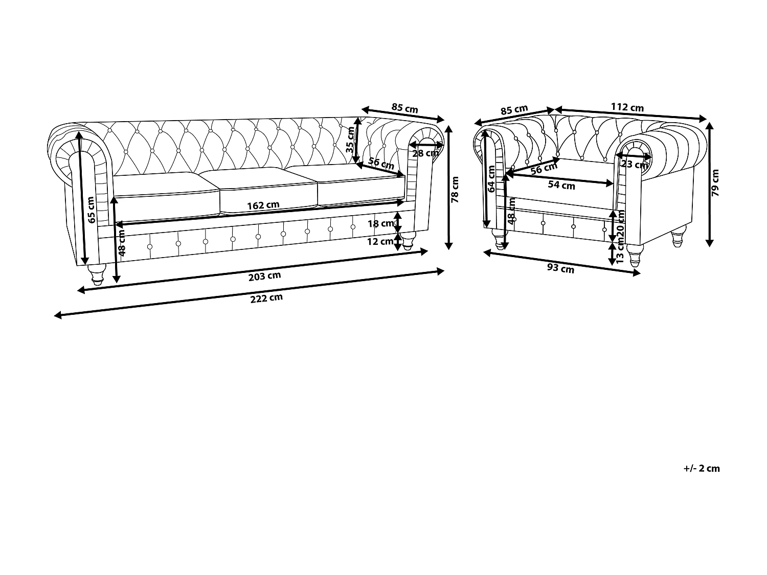 Komplet wypoczynkowy CHESTERFIELD Jasnoszary dla 4 osób
