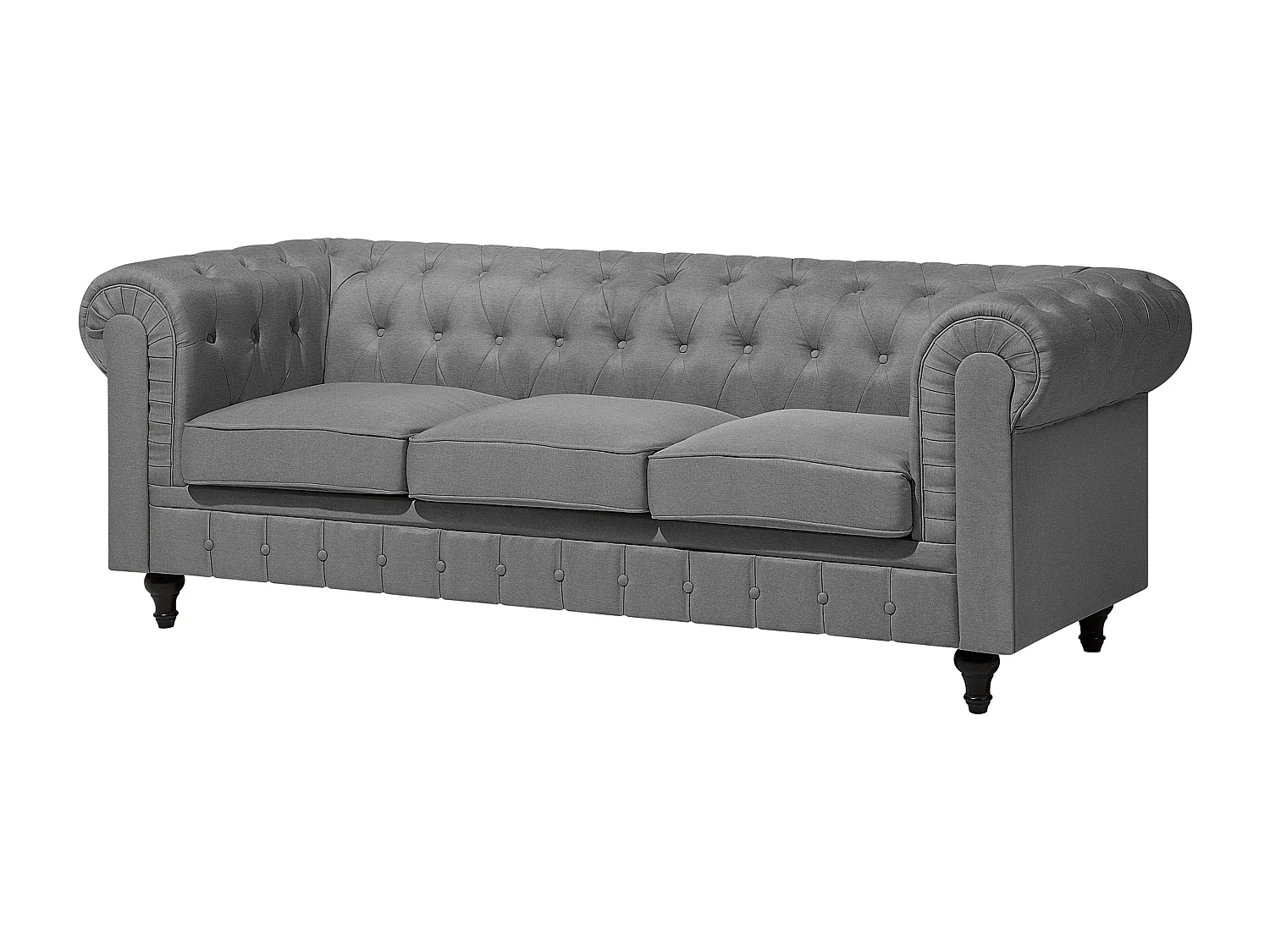 Ensemble de salon CHESTERFIELD Tissu Gris clair 4 places