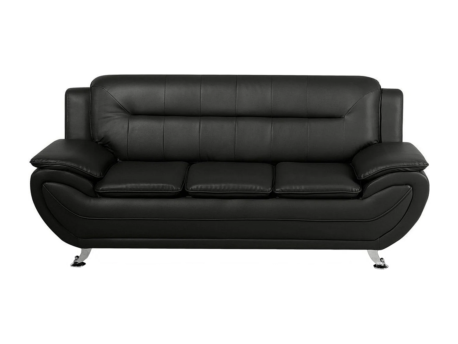 Trendy Sofa Set Sessel 3er & 2er Sitzer dicke Armlehnen Kunstleder schwarz Leira