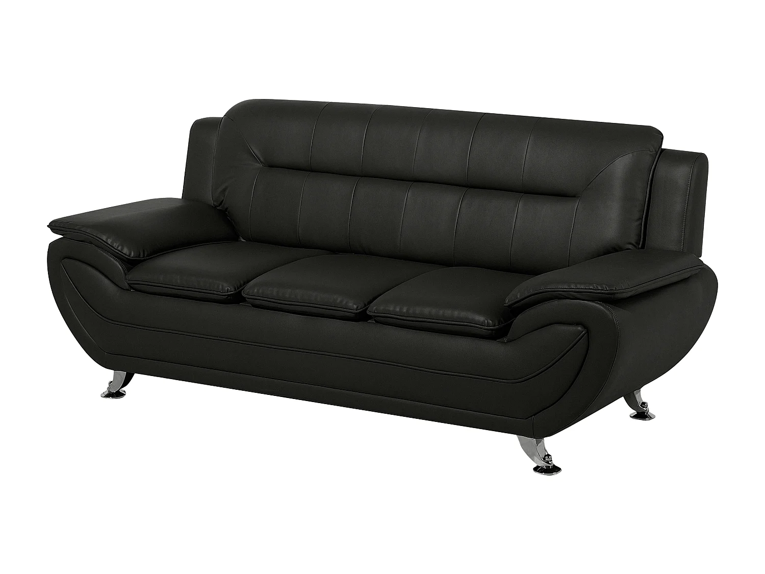 Trendy Sofa Set Sessel 3er & 2er Sitzer dicke Armlehnen Kunstleder schwarz Leira