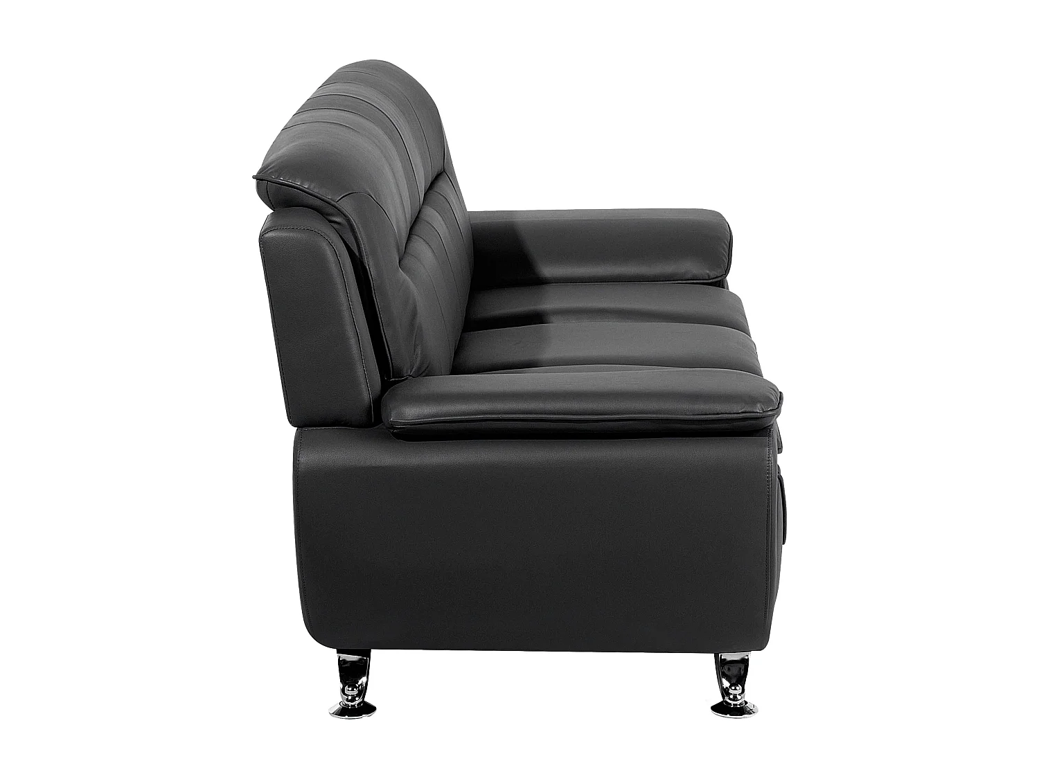 Trendy Sofa Set Sessel 3er & 2er Sitzer dicke Armlehnen Kunstleder schwarz Leira