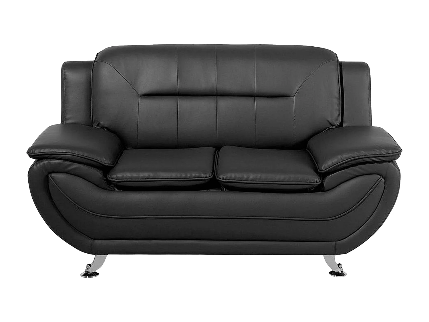 Trendy Sofa Set Sessel 3er & 2er Sitzer dicke Armlehnen Kunstleder schwarz Leira