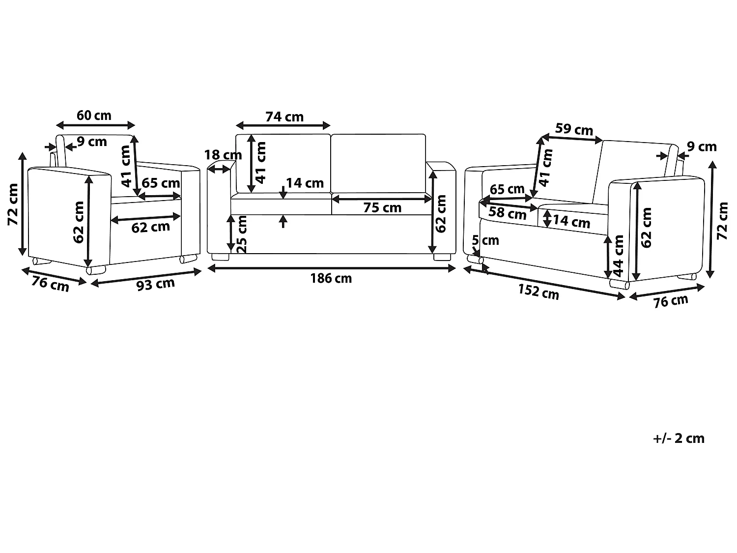Ensemble de salon 6 places HELSINKI Cuir Beige clair