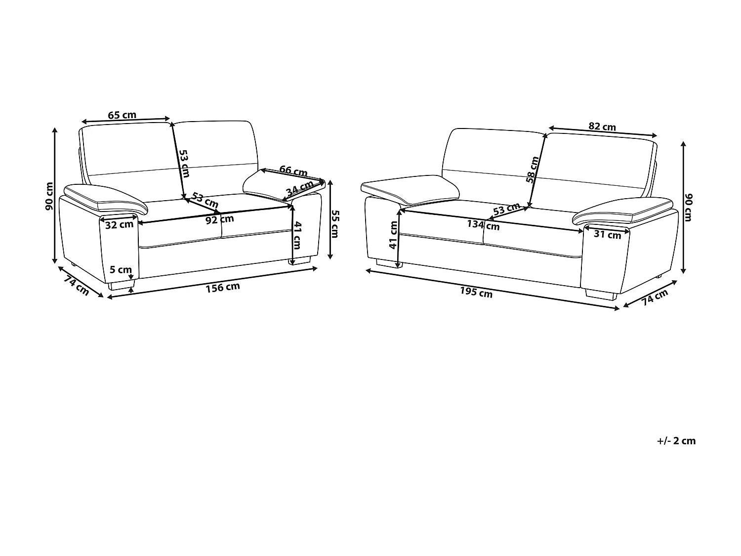 Ensemble de salon 5 places VOGAR Cuir PU Noir
