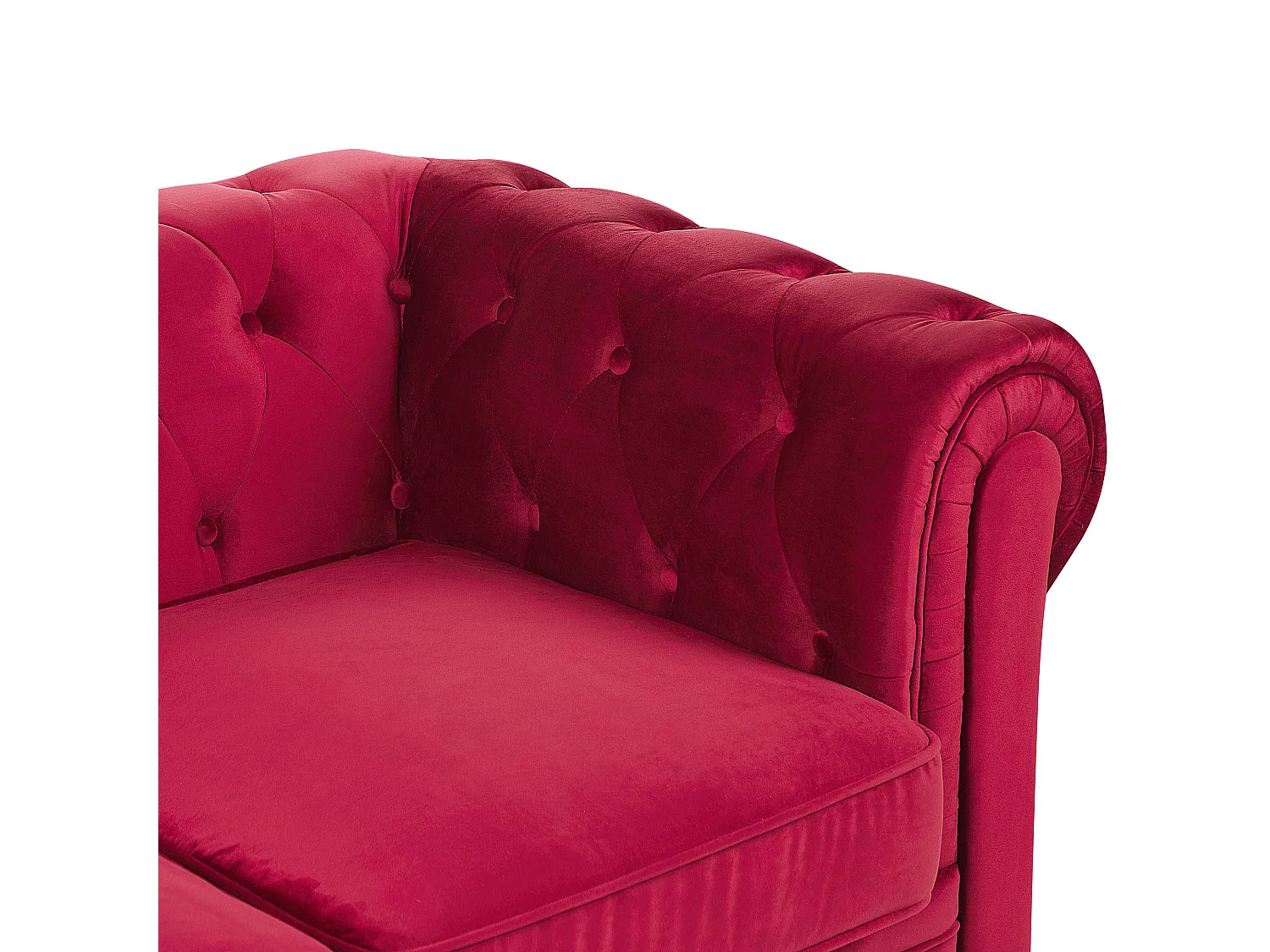 Ensemble de salon 4 places CHESTERFIELD Velours Rouge foncé
