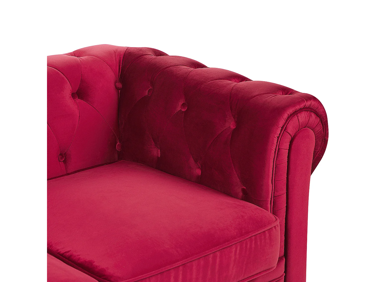 Ensemble de salon 4 places CHESTERFIELD Velours Rouge foncé
