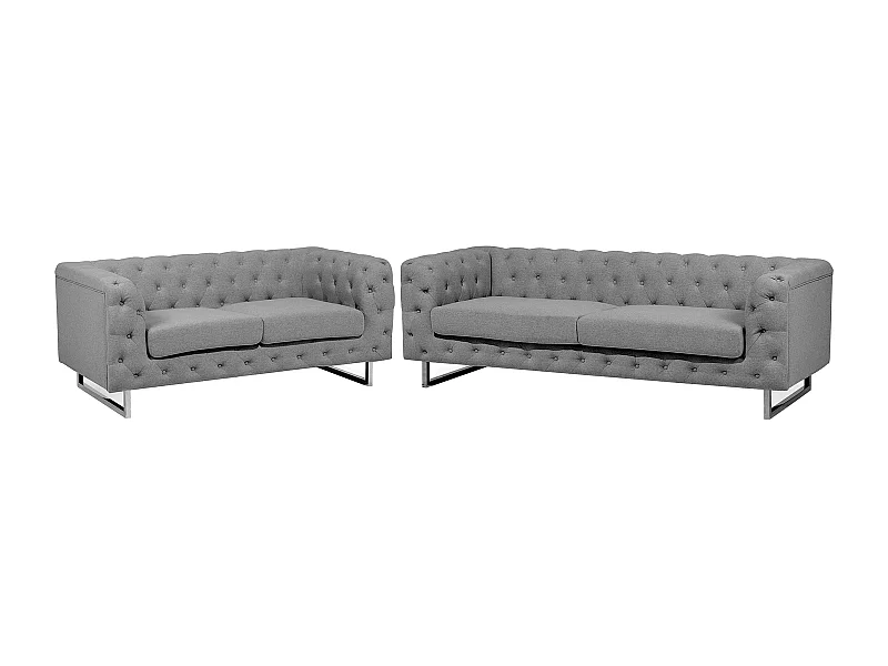 Ensemble de salon 5 places VISSLAND Tissu Gris clair