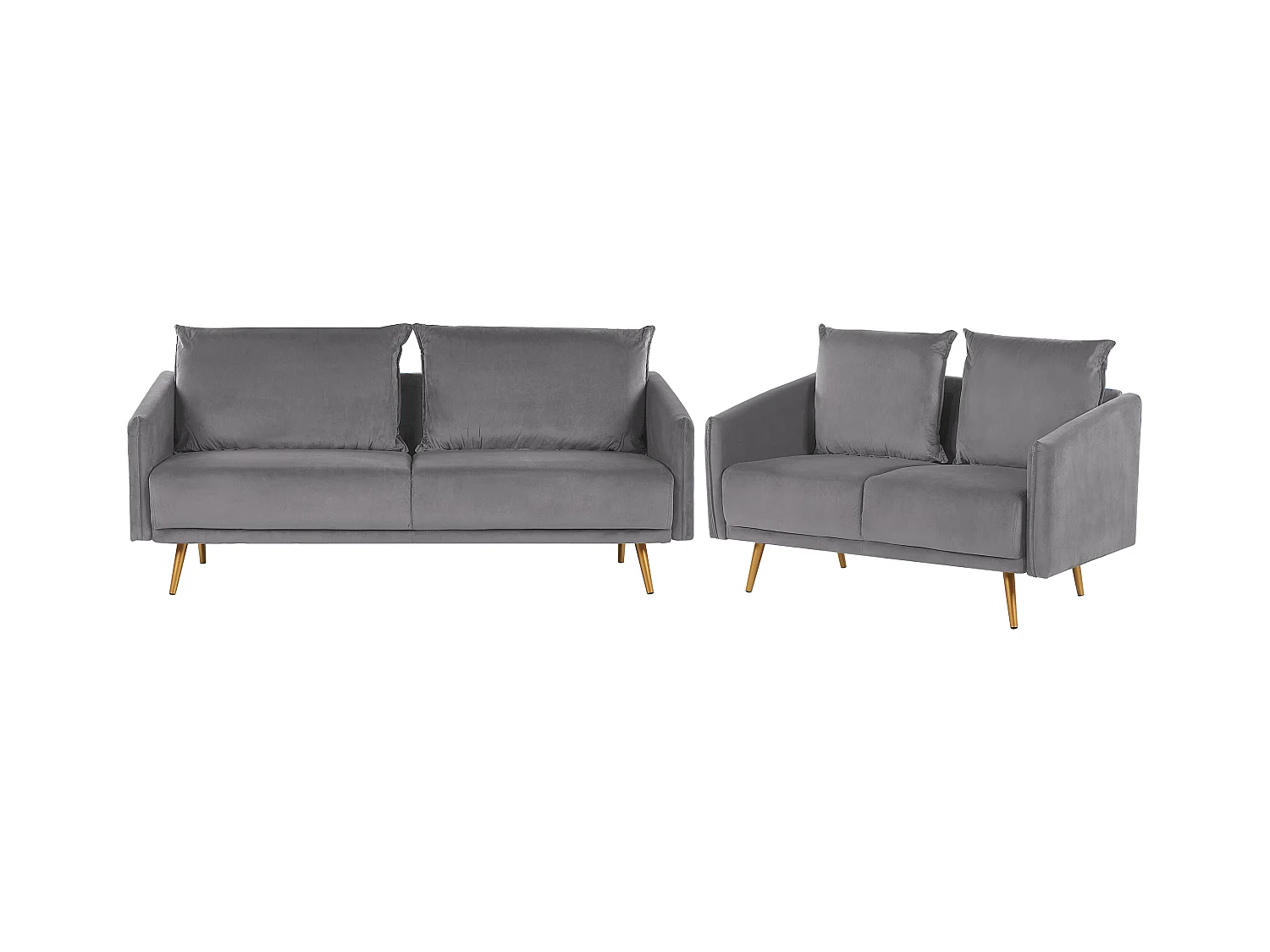 Ensemble de salon 5 places MAURA Velours Gris