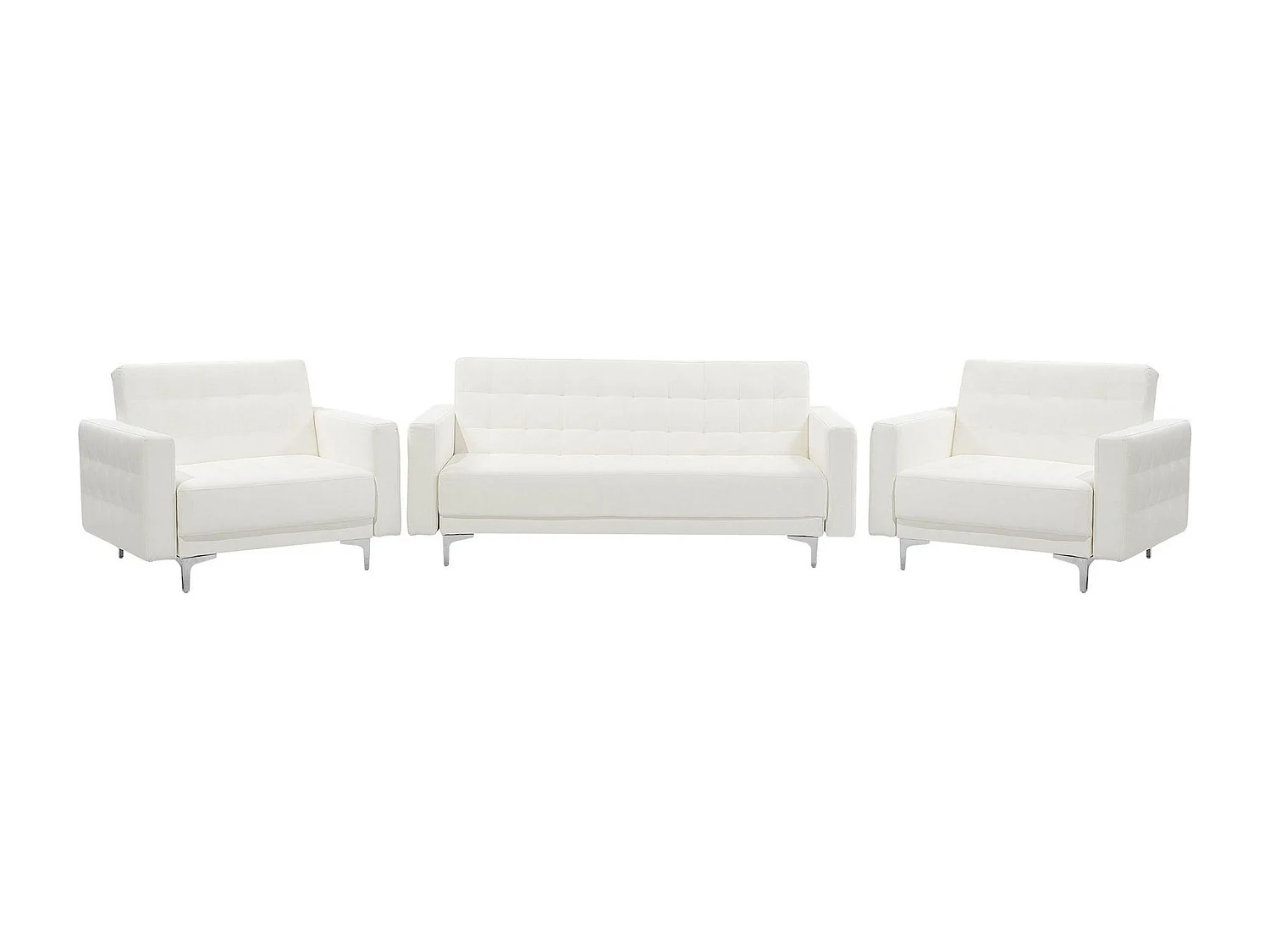 Ensemble de salon 5 places ABERDEEN Cuir PU Blanc