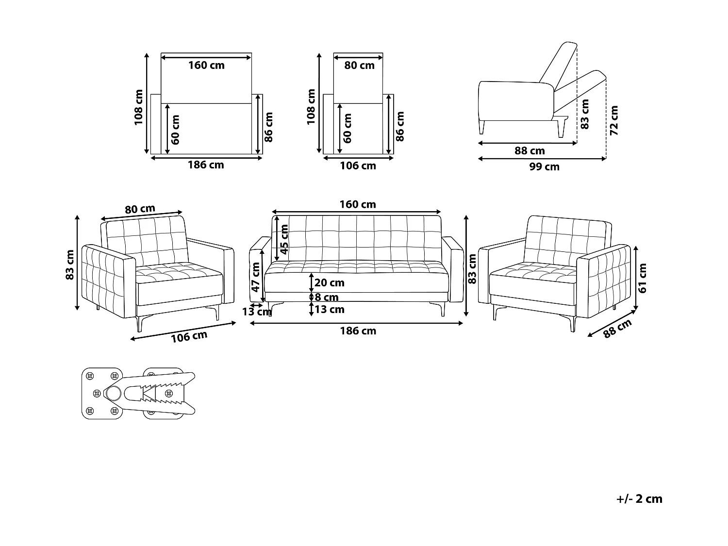 Ensemble de salon 5 places ABERDEEN Cuir PU Blanc