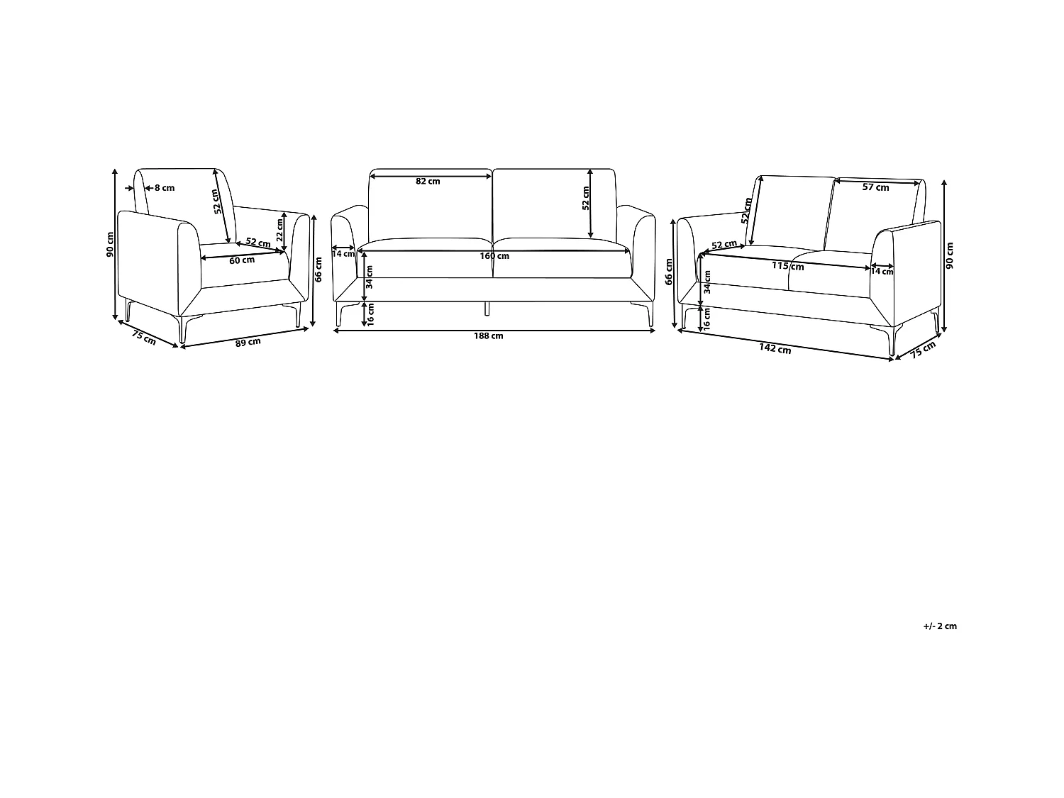 Bankenset FENES Fluweel Marineblauw 6-zitter