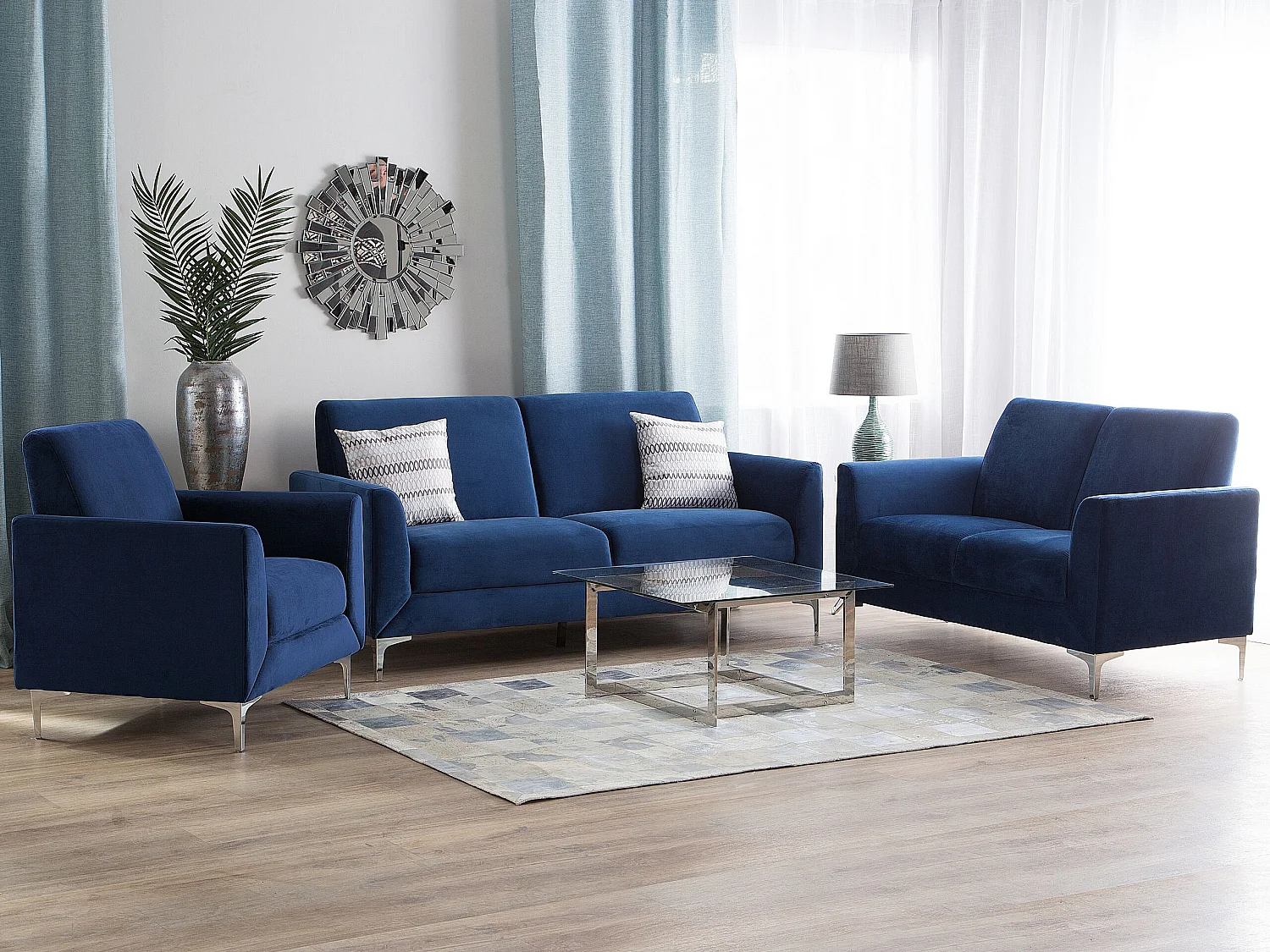 Sofa Set FENES Samtstoff Marineblau 6-Sitzer