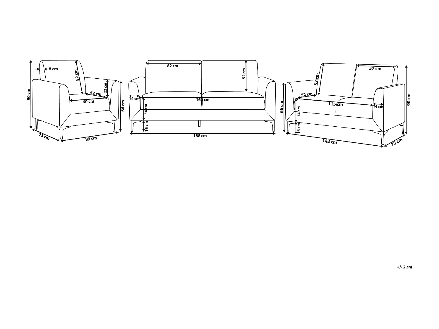 Sofa Set FENES Samtstoff Marineblau 6-Sitzer