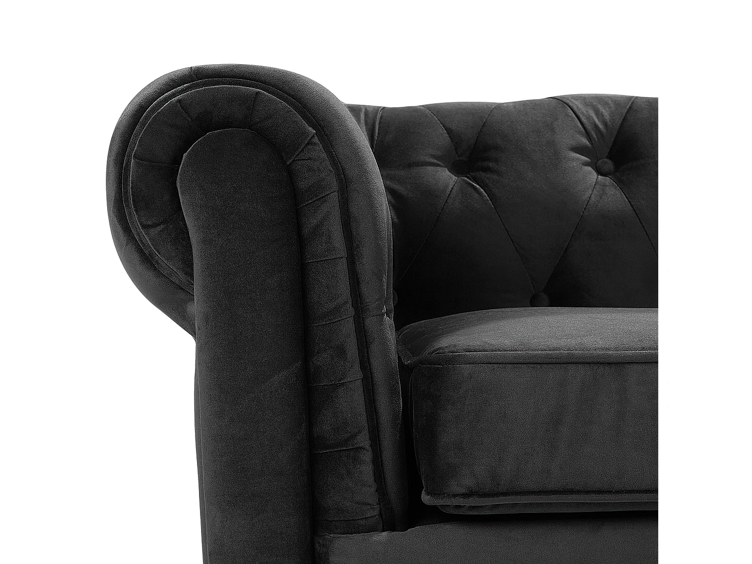 Ensemble de salon 4 places CHESTERFIELD Velours Noir