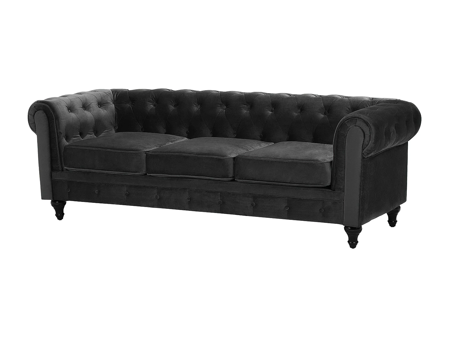 Ensemble de salon 4 places CHESTERFIELD Velours Noir