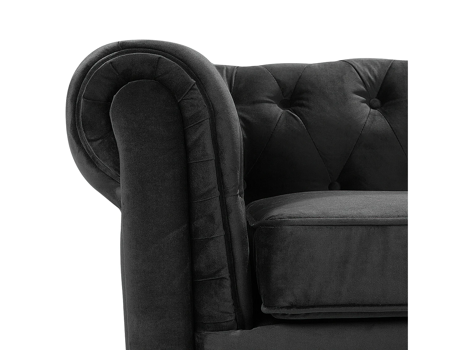 Ensemble de salon 4 places CHESTERFIELD Velours Noir