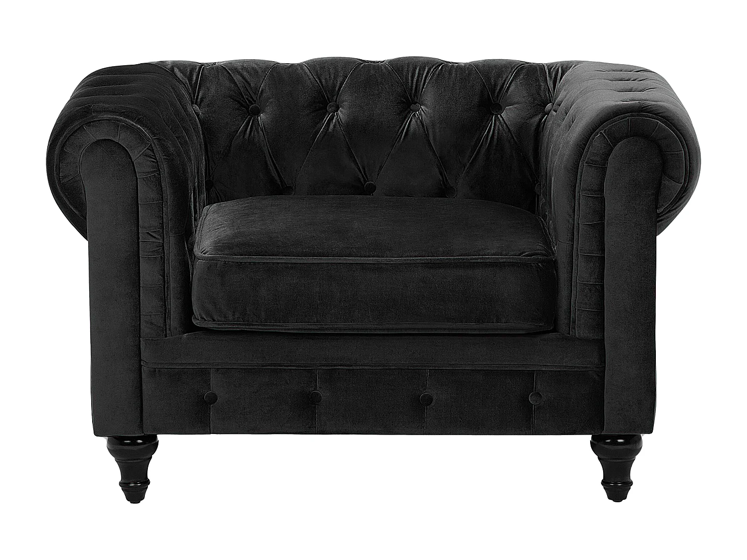 Conjunto de sala de estar CHESTERFIELD Terciopelo Negro 4 plazas