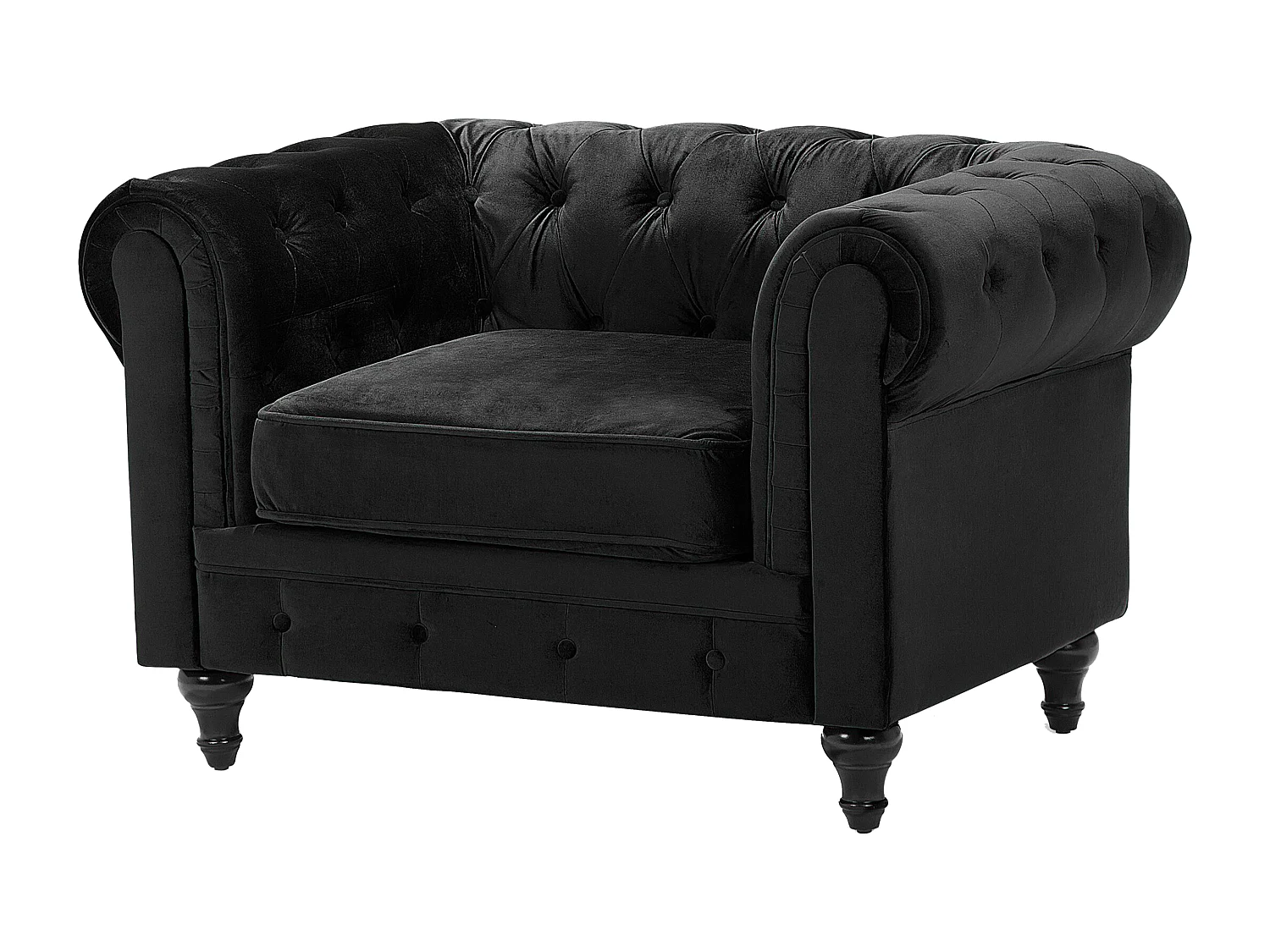 Conjunto de sala de estar CHESTERFIELD Terciopelo Negro 4 plazas