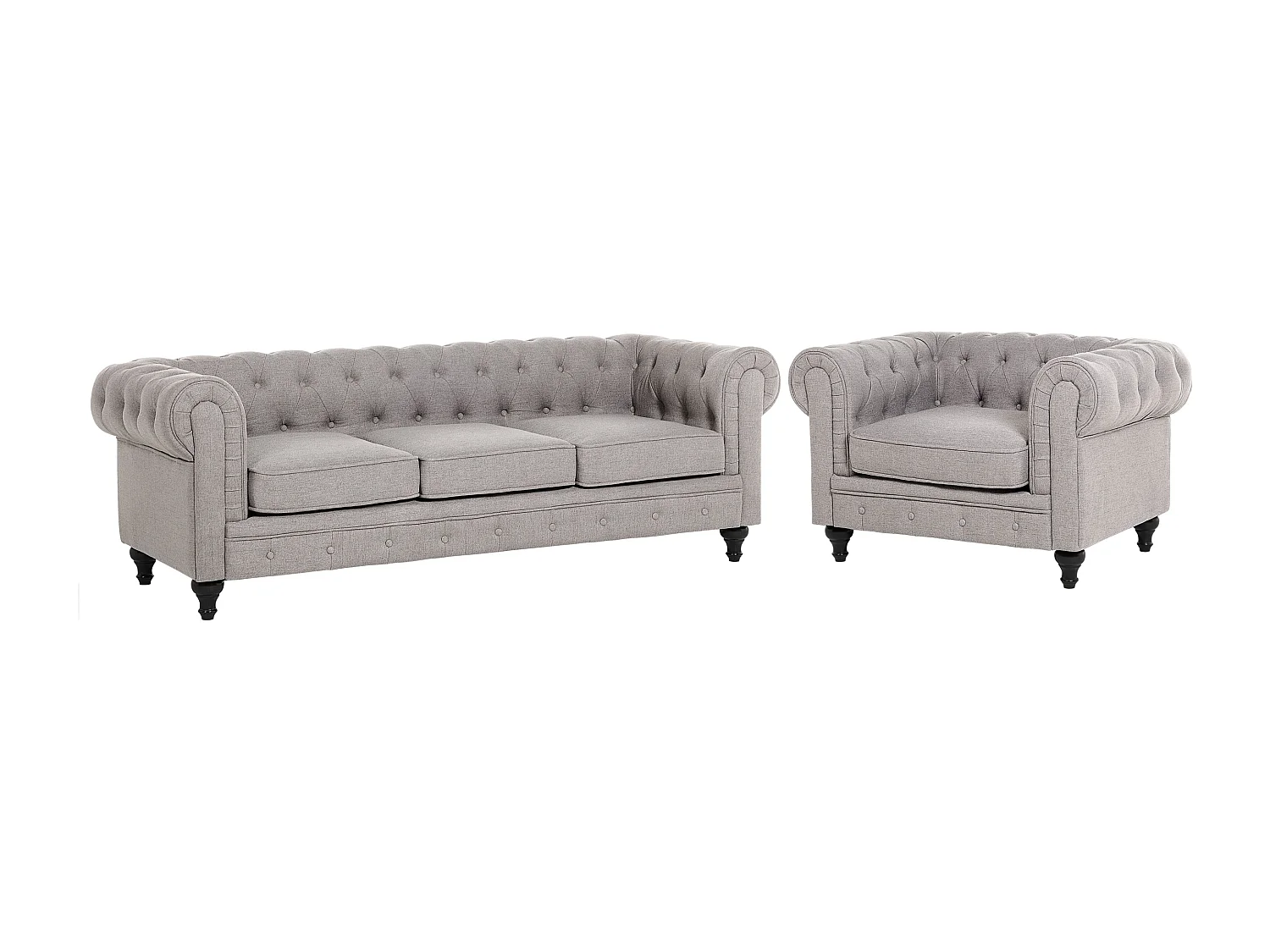 Set da salotto CHESTERFIELD Tessuto Grigio chiaro 4 posti