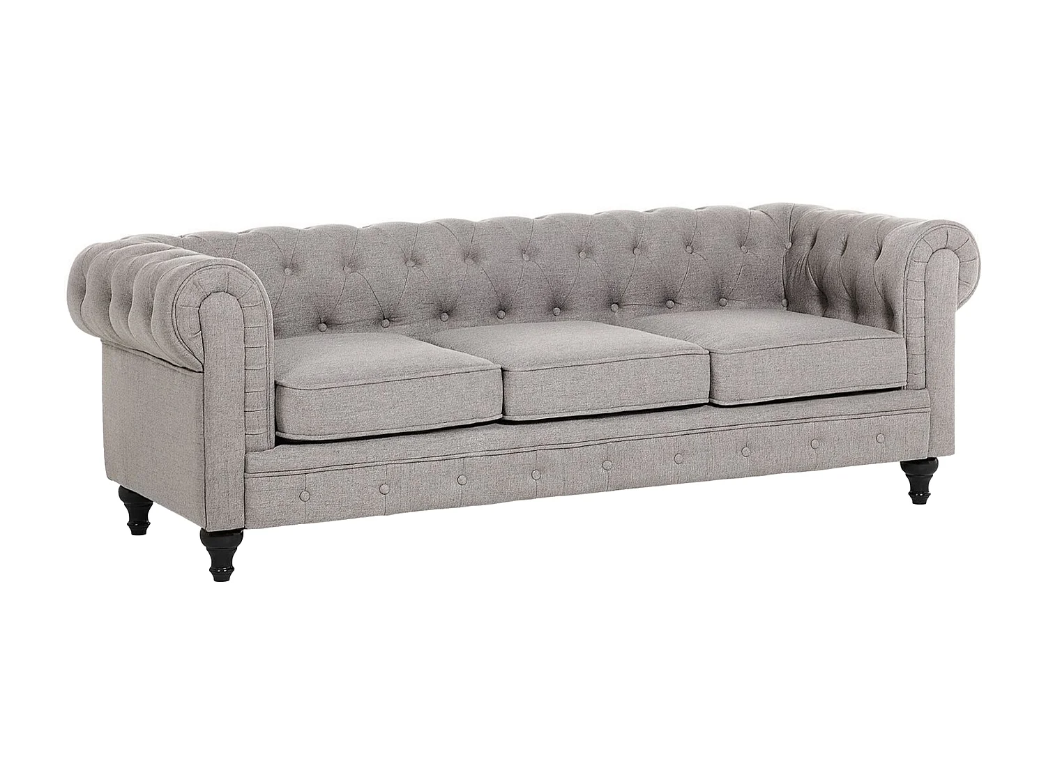 Ensemble de salon CHESTERFIELD Tissu Gris clair 4 places
