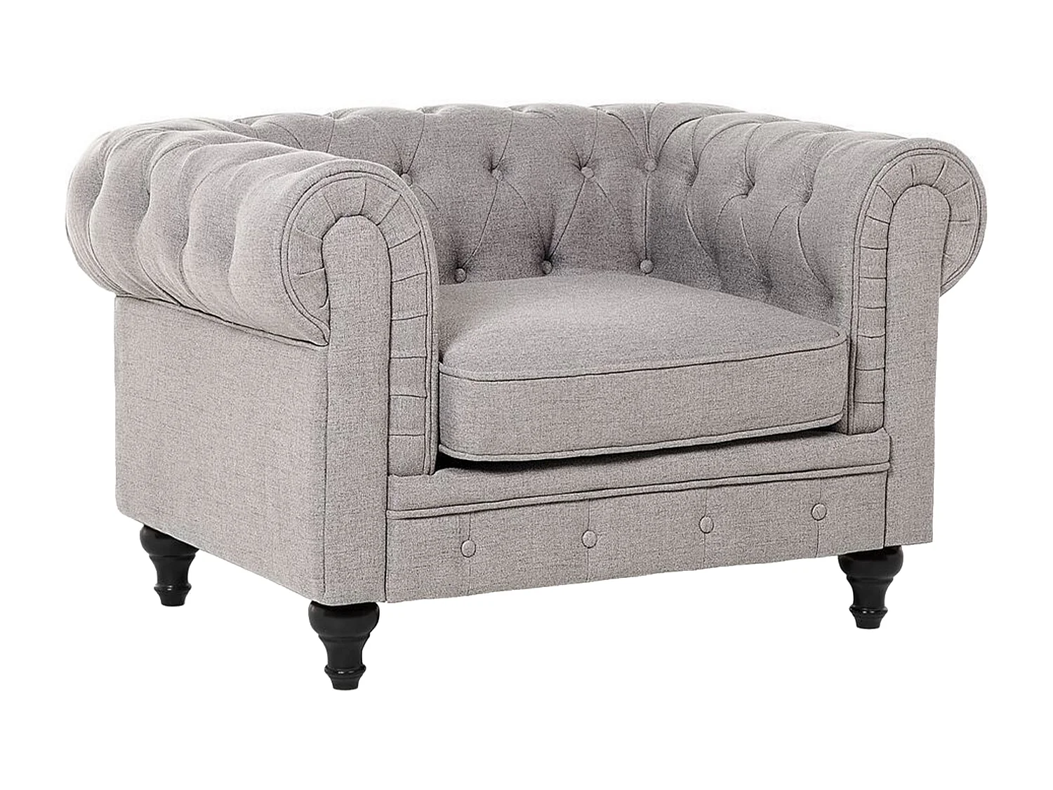 Ensemble de salon CHESTERFIELD Tissu Gris clair 4 places