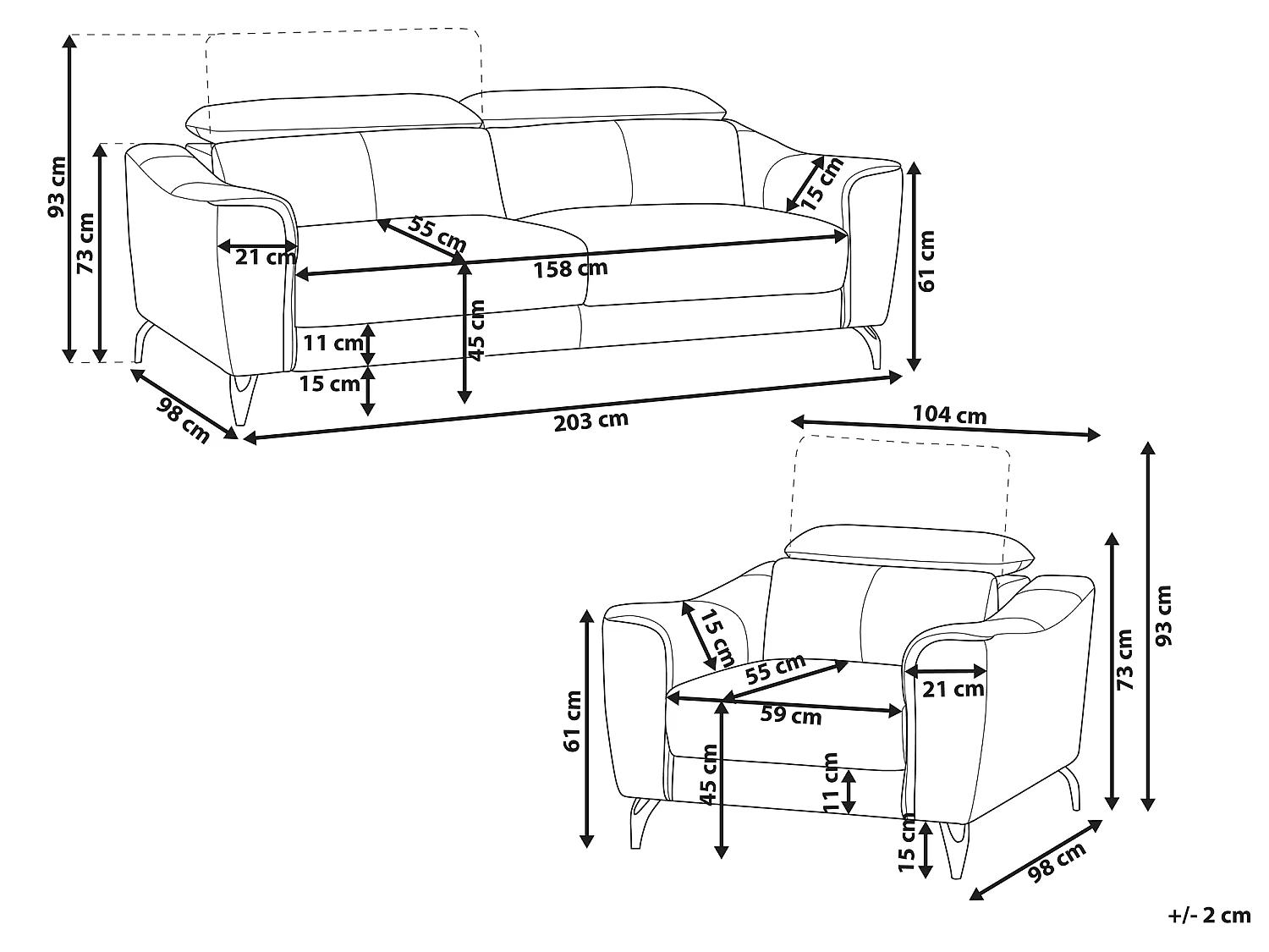 Ensemble de salon 4 places NARWIK Cuir Marron