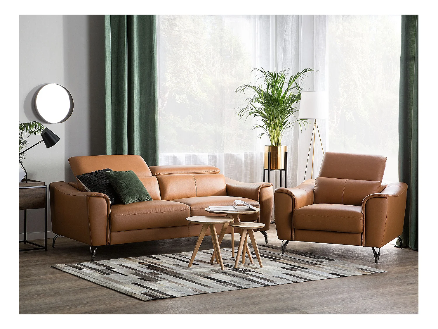 Ensemble de salon 4 places NARWIK Cuir Marron