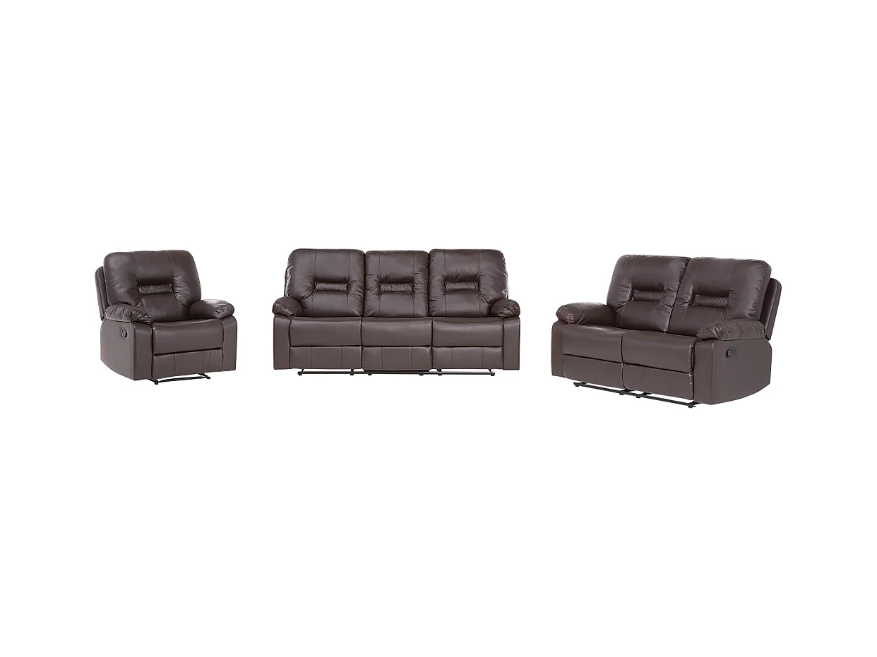 Ensemble de salon relax manuel 6 places BERGEN Cuir PU Marron