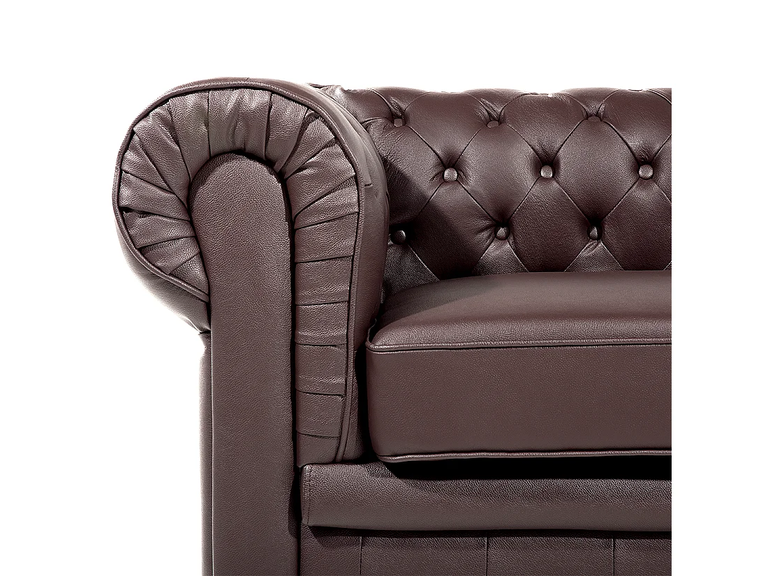 Ensemble de salon 4 places CHESTERFIELD Cuir Marron