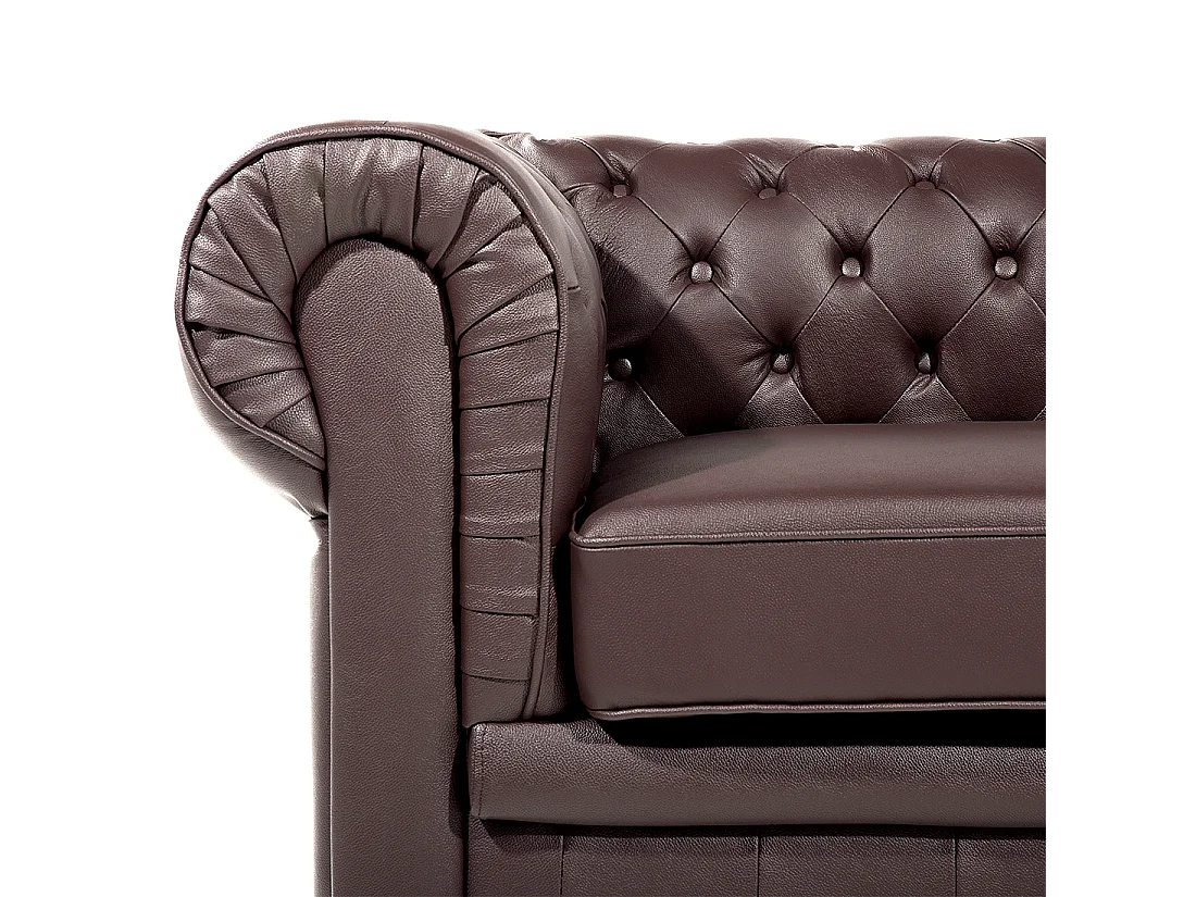 Ensemble de salon 4 places CHESTERFIELD Cuir Marron