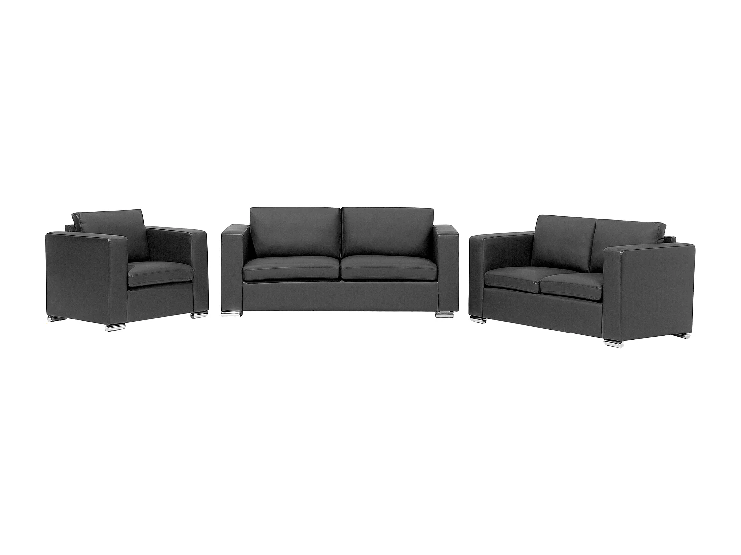 Sofa Set aus Leder in Schwarz 6-Sitzer Sitzgruppe HELSINKI