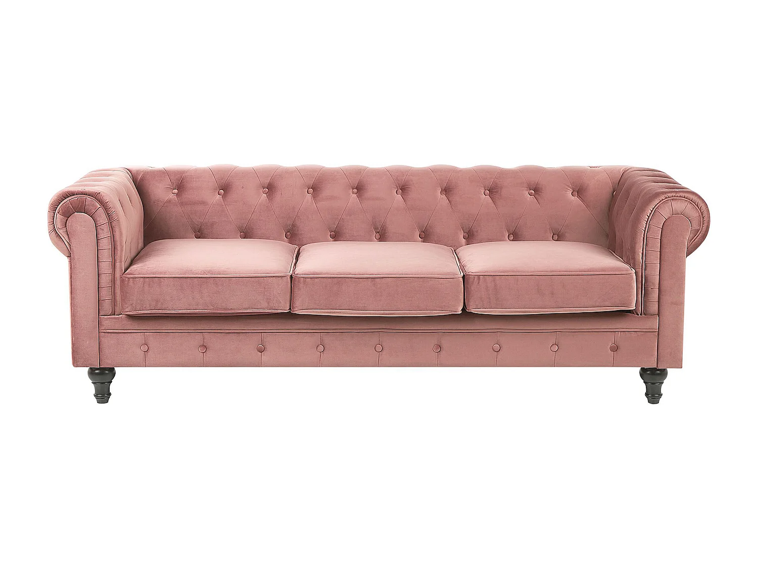 Conjunto de sala de estar CHESTERFIELD Veludo Rosa 4 lugares