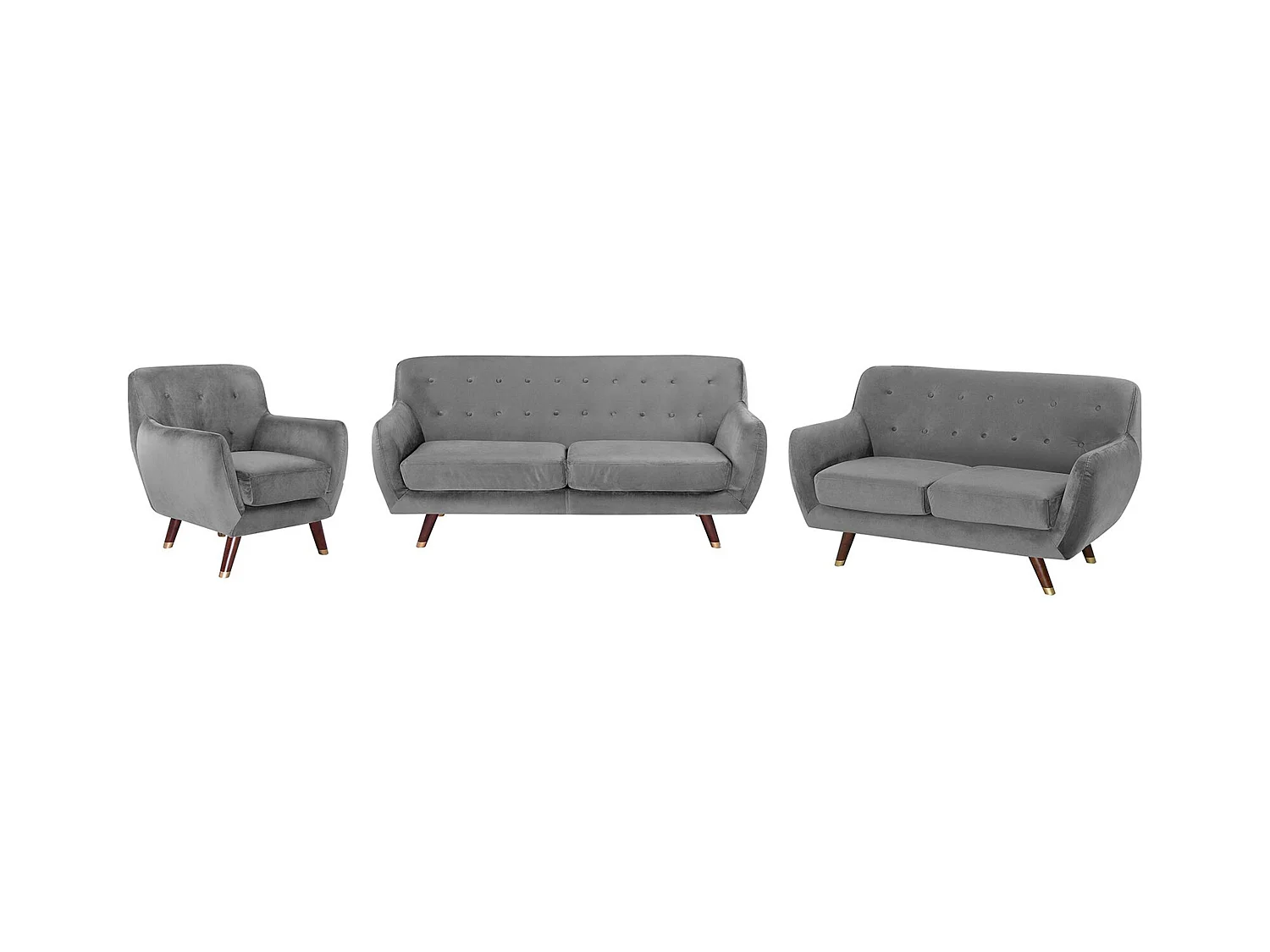 Ensemble de salon 6 places BODO Velours Gris