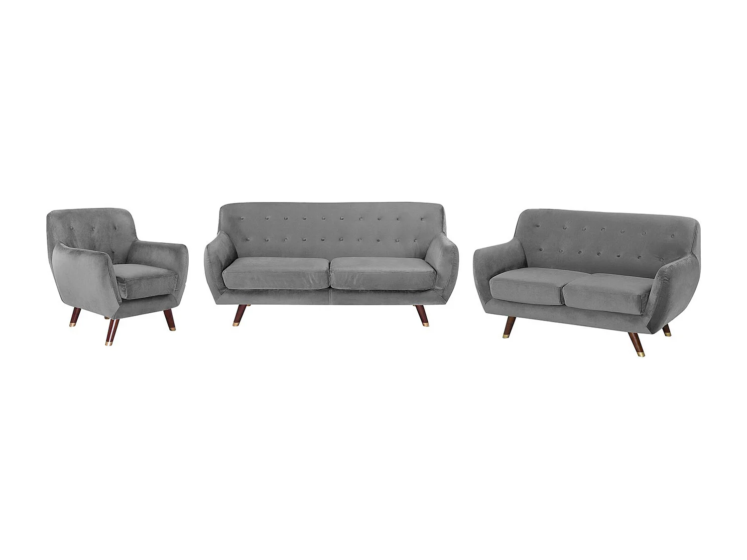 Ensemble de salon BODO Velours Gris 6 places