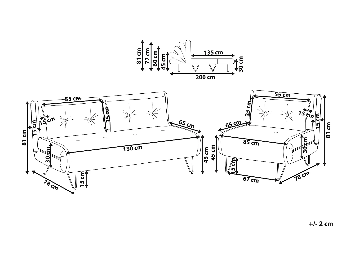 Stilvolles und elegantes 3-Sitzer Sofa Set Samtstoff in Dunkelgrün Vestfold